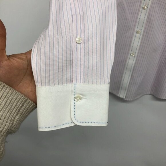 Brooks Brothers Light Pink Pinstriped Button up Long Sleeve Dress Shirt size 14 - Picture 8 of 15